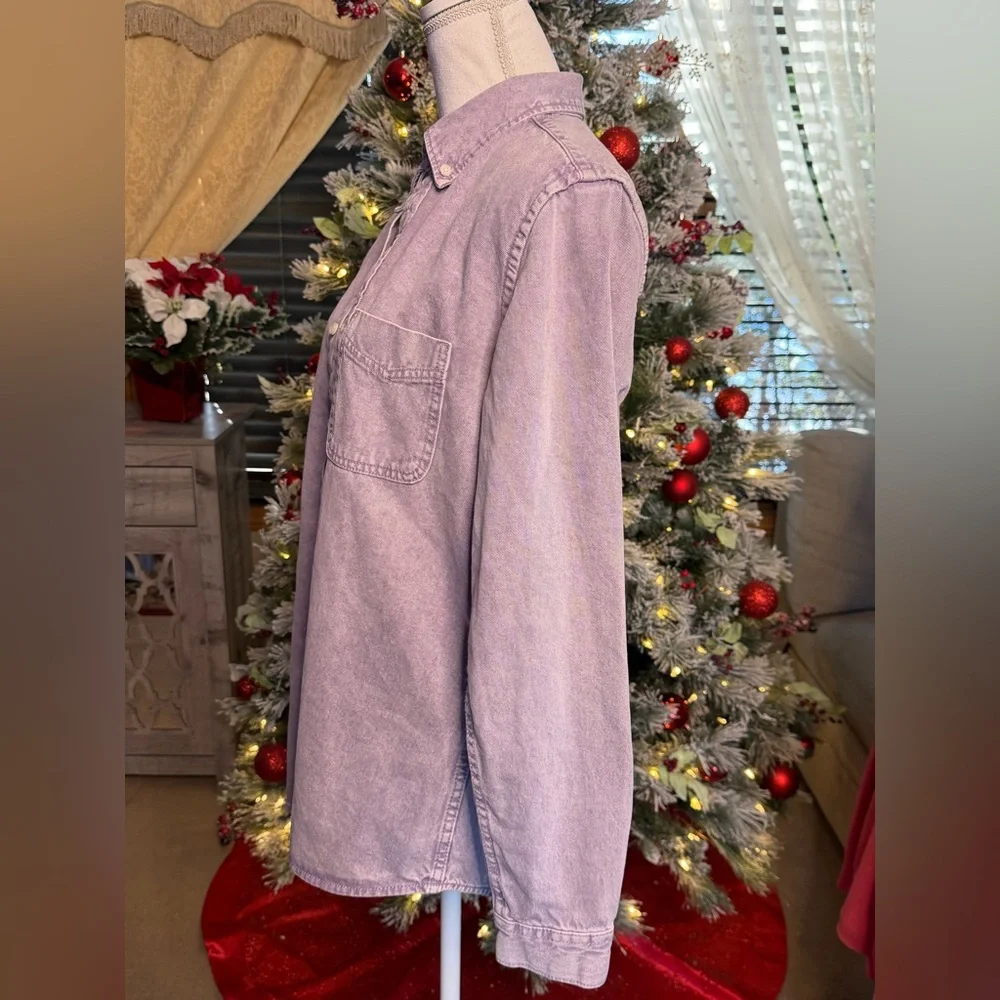 Zara Men's Purple Denim Shirt - Picture 7 of 9